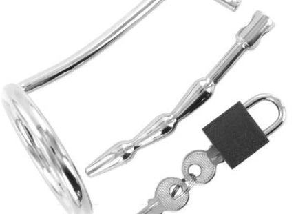 METAL HARD - HODENRING AUS MIT HARNRÖHREN-KEUSCHHEITSSTECKER