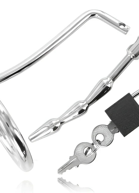 METAL HARD - HODENRING AUS MIT HARNRÖHREN-KEUSCHHEITSSTECKER