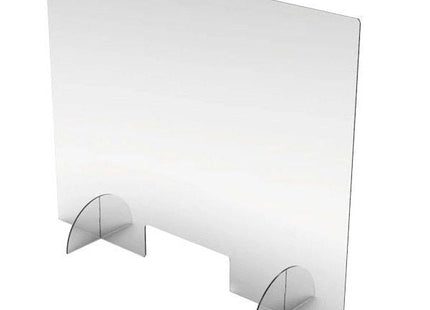 Klarer acryl-sichtschutz mit gebogenen halbtransparenten standfüßen metraquilatbildschirm 100x80 cm special covid-19