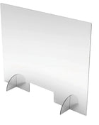 Klarer acryl-sichtschutz mit gebogenen halbtransparenten standfüßen metraquilatbildschirm 100x80 cm special covid-19