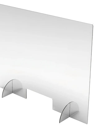 Klarer acryl-sichtschutz mit gebogenen halbtransparenten standfüßen metraquilatbildschirm 100x80 cm special covid-19