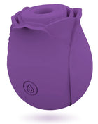 Lila silikon vibrator in rosenform mit dezentem tropfenlogo am fuß der mia rose air wave stimulator limited edition