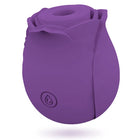 Lila silikon vibrator in rosenform mit dezentem tropfenlogo am fuß der mia rose air wave stimulator limited edition