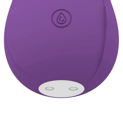 Violettes silikonspielzeug mia rose air wave stimulator limited edition mit wassertropfenemblem und zwei kreisförmigen eindellungen am boden