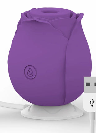 Lila mauvefarbenes rosaförmiges silikongerät mia rose air wave stimulator mit usb-ladeanschluss limited edition