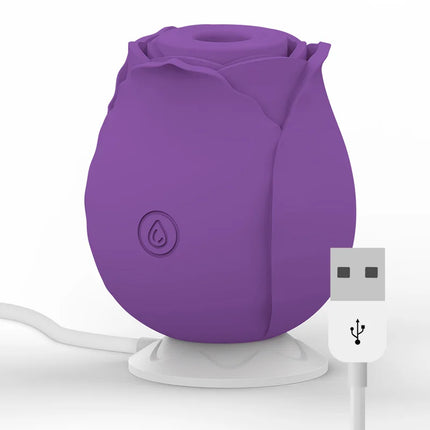 Lila mauvefarbenes rosaförmiges silikongerät mia rose air wave stimulator mit usb-ladeanschluss limited edition