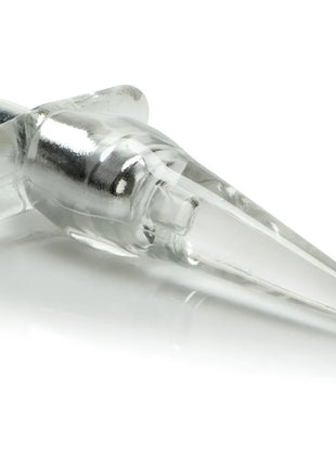 Mini vibro tease klarer glas weinstopfen mit silbernem metallknopf