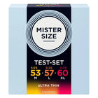 Mister size musterpackung kondome größe 53 57 60 mm ultra dünn schwarz weiß pastellblau design