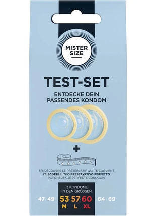 MISTER SIZE - TESTSET MIT 3 KONDOMEN IN VERSCHIEDENEN GRÖSSEN + MASSBAND - Kondom Set