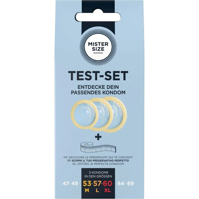 MISTER SIZE - TESTSET MIT 3 KONDOMEN IN VERSCHIEDENEN GRÖSSEN + MASSBAND - Kondom Set
