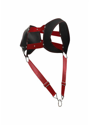 MOB - DNGEON HARNESS MIT ROTEM PENISRING EINE GRÖSSE