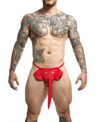 Roter elefanten-tanga mit wackelaugen und langem schwanz aus weichem material einheitsgröße