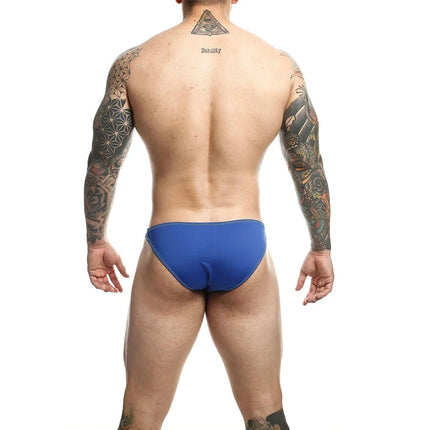 Blauer mob royal toucan badeanzug größe l mit sportlichem schnitt und sichtbaren nähte am rand
