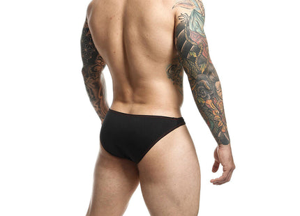Schwarze mob toucan badeanzug briefs mit glattem, eng anliegendem design größe l hinten zu sehen