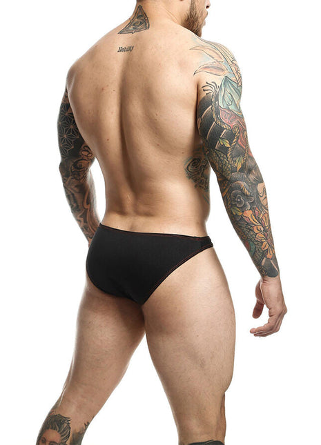 Schwarze mob toucan badeanzug briefs mit glattem, eng anliegendem design größe l hinten zu sehen
