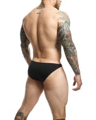 Schwarze mob toucan badeanzug briefs mit glattem, eng anliegendem design größe l hinten zu sehen