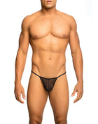 MOB - TRANSPARENTER T-FÖRMIGER TANGA SCHWARZ GRÖSSE L/XL - S/M