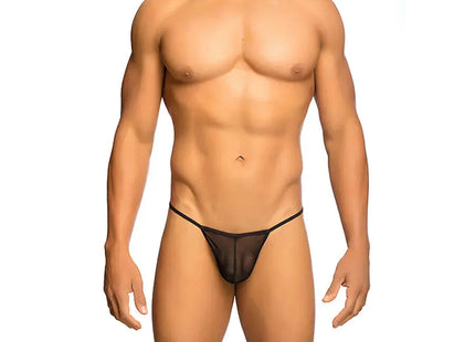 MOB - TRANSPARENTER T-FÖRMIGER TANGA SCHWARZ GRÖSSE L/XL - S/M