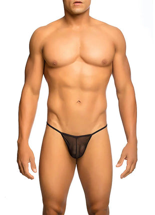 MOB - TRANSPARENTER T-FÖRMIGER TANGA SCHWARZ GRÖSSE L/XL - S/M