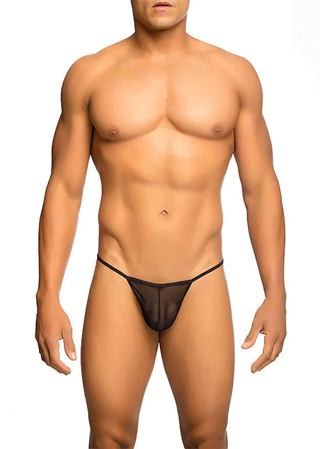 MOB - TRANSPARENTER T-FÖRMIGER TANGA SCHWARZ GRÖSSE L/XL - S/M