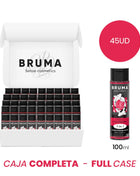 Eine elegante schwarze und rote flasche bruma sense cosmetics 3-in-1 premium massageöl mit wärmeeffekt und erdbeergeschmack
