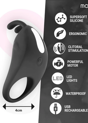 MORESSA - BRAD PREMIUM VIBRATIONSRING - SCHWARZ - Penisring für Paare