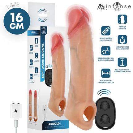 Mr intense arnold l silikon-penishülle mit fernbedienung 16 cm lang 4,5 cm durchmesser schwarz