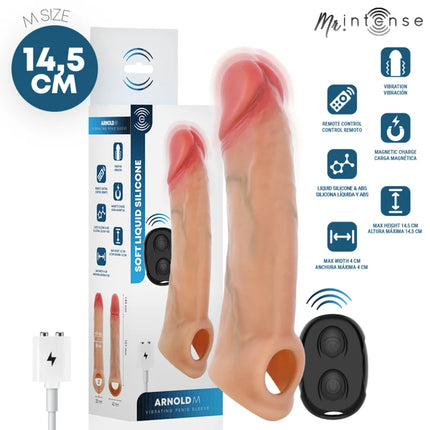 Mr intense arnold m silikon-penishülle mit fernbedienung 14,5 cm für intensivere empfindungen und integrierte vibration
