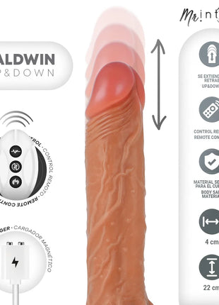 MR INTENSE – BALDWIN REALISTISCHES MULTIFUNKTIONSGERÄT MIT VIBRATION AUF- UND AB-FERNBEDIENUNG 22 CM – ODER – 4 CM