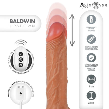 MR INTENSE – BALDWIN REALISTISCHES MULTIFUNKTIONSGERÄT MIT VIBRATION AUF- UND AB-FERNBEDIENUNG 22 CM – ODER – 4 CM