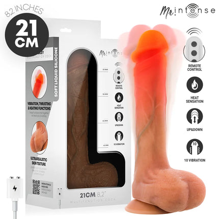 Mr intense bradley orange silikon vibrationsdildo mit wärmeeffekt und fernbedienung für ultrarealistisches gefühl
