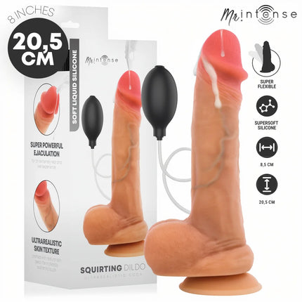 Orange supersoft silikon dildo mit schwarzer pumpe und weißem schlauch maintense für realistisches erlebnis