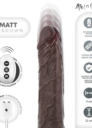 MR INTENSE – MATT REALISTISCHES MULTIFUNKTIONS-MOTOR MIT VIBRATION AUF- UND AB-FERNBEDIENUNG 22 CM – O – 4 CM