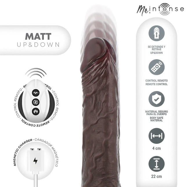 MR INTENSE – MATT REALISTISCHES MULTIFUNKTIONS-MOTOR MIT VIBRATION AUF- UND AB-FERNBEDIENUNG 22 CM – O – 4 CM
