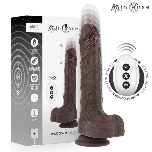 MR INTENSE – MATT REALISTISCHES MULTIFUNKTIONS-MOTOR MIT VIBRATION AUF- UND AB-FERNBEDIENUNG 22 CM – O – 4 CM