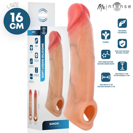 Mr intense simon silikon-penisüberzug 16 cm lang 4,5 cm durchmesser für intensives gefühl