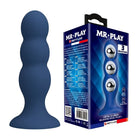 Navyblauer silikon play analplug mit drei metallkugeln und saugnapf von mr play