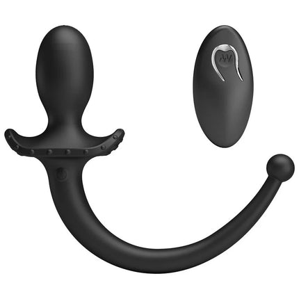 Schwarzer silikon kabelloser anal und perineum vibrator mr play mit fernbedienung und texturiertem griff