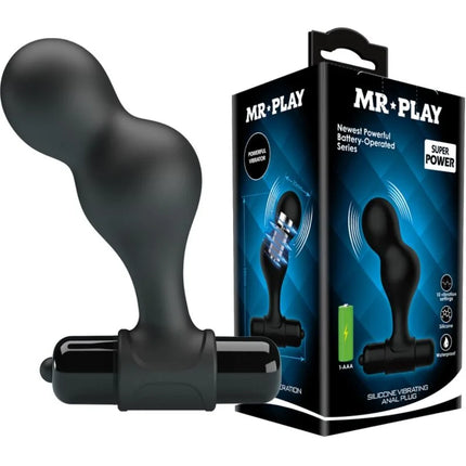 MR PLAY - SCHWARZER SILIKON-VIBRATOR-ANALSTECKER - Analplug