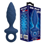 Dunkelblauer play analplug aus flexiblem premium-silikon mit ergonomischem design und ring von mr play