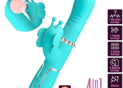 MULTIFUNKTIONS-RABBIT-VIBRATOR 4 IN 1 SCHMETTERLING - AQUAGRÜN - Rabbit-Vibratoren