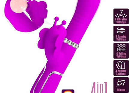 MULTIFUNKTIONS-RABBIT-VIBRATOR 4 IN 1 SCHMETTERLING - FUCHSIA - Rabbit-Vibratoren