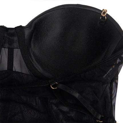 Mystique Noir - Eleganter Body mit Kettenträgern - Bodys