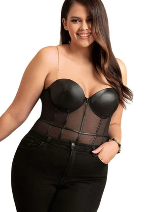 Mystique Noir - Eleganter Body mit Kettenträgern - Bodys