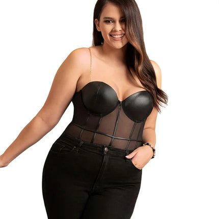 Mystique Noir - Eleganter Body mit Kettenträgern - Bodys