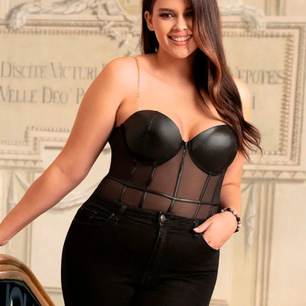 Mystique Noir - Eleganter Body mit Kettenträgern - Bodys