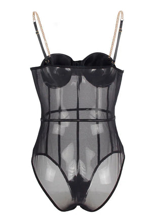 Mystique Noir - Eleganter Body mit Kettenträgern - Bodys