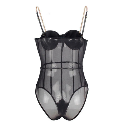 Mystique Noir - Eleganter Body mit Kettenträgern - Bodys