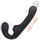Schwarzer silikon dual-kopf magic stick vibrator mit strukturierten rillen und metallring von nalone rosa