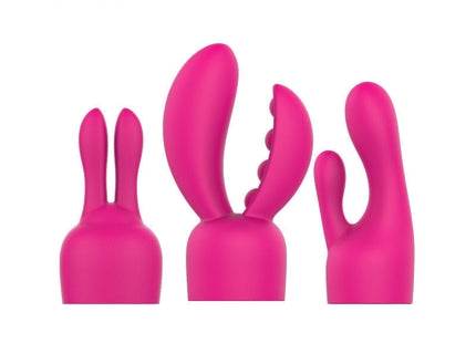 Set aus drei pinken silikonvibratoren mit kaninchenmotiv von nalone für elektro- und rock-stimulation